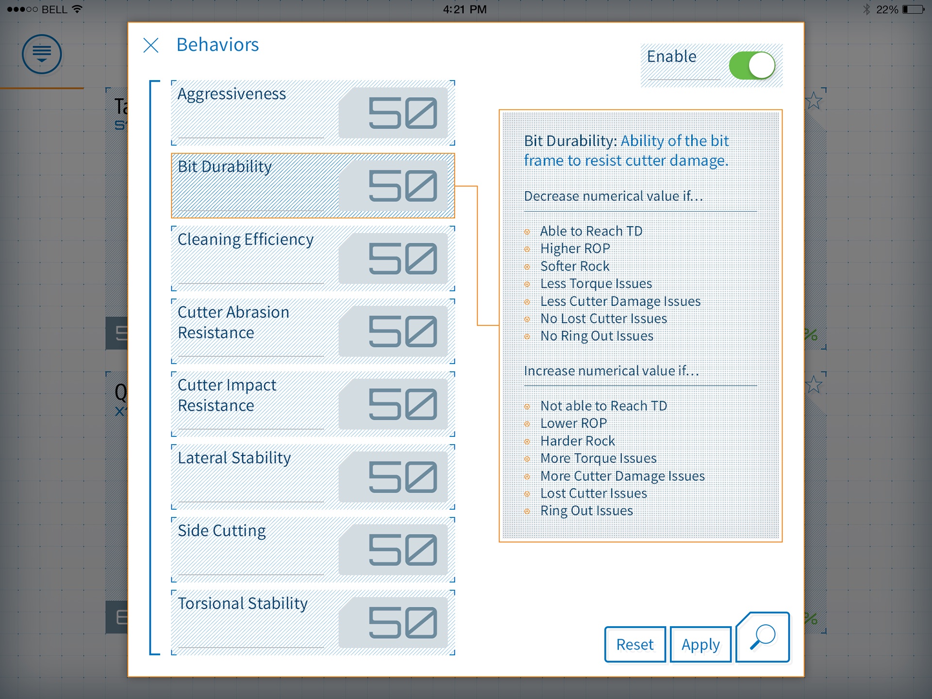 Baker Hughes BitGenie, screen 2