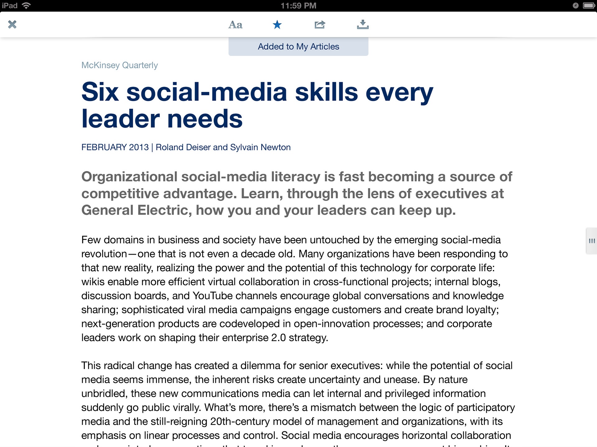 McKinsey Insights, screen 4