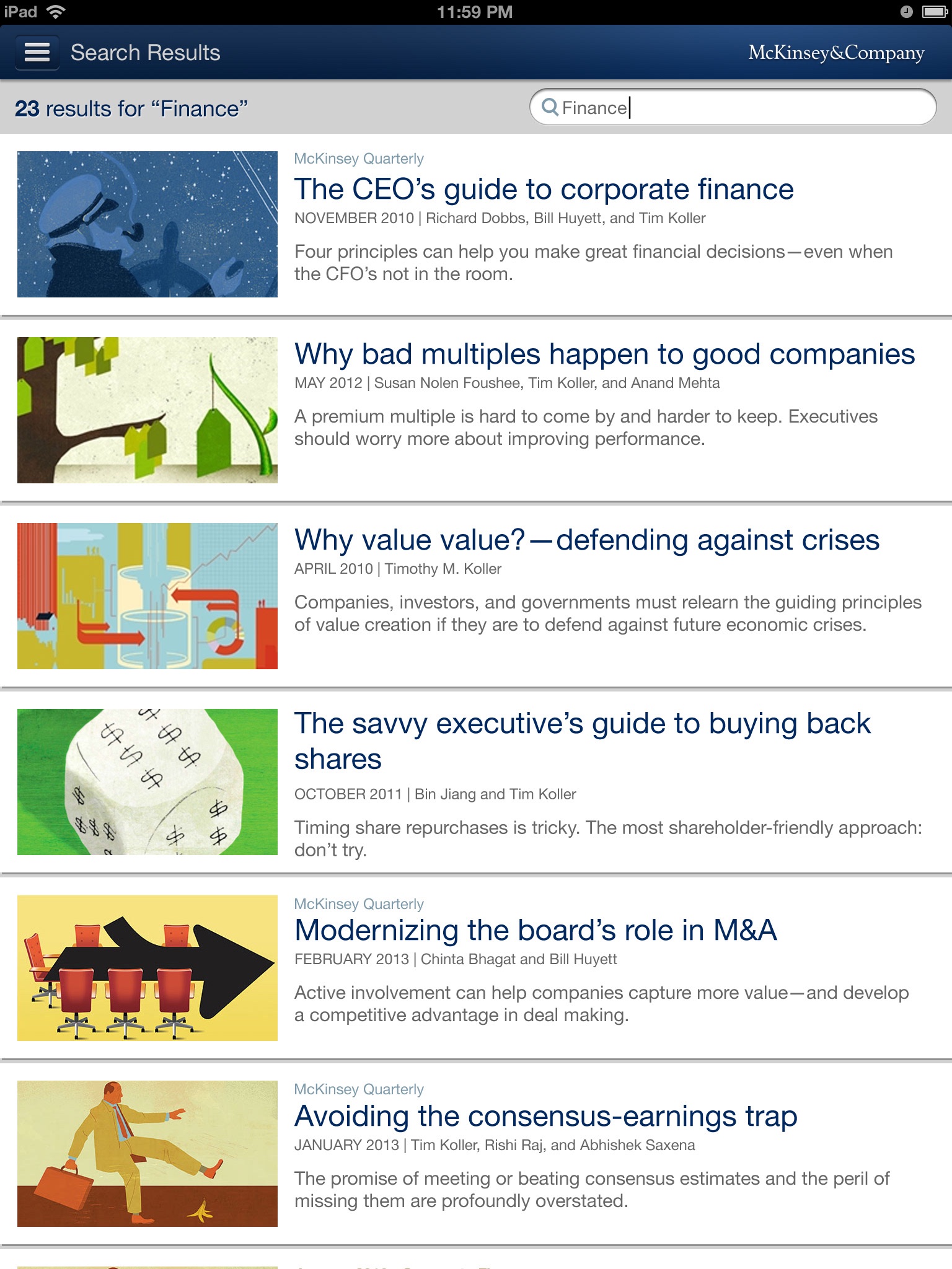 McKinsey Insights, screen 5