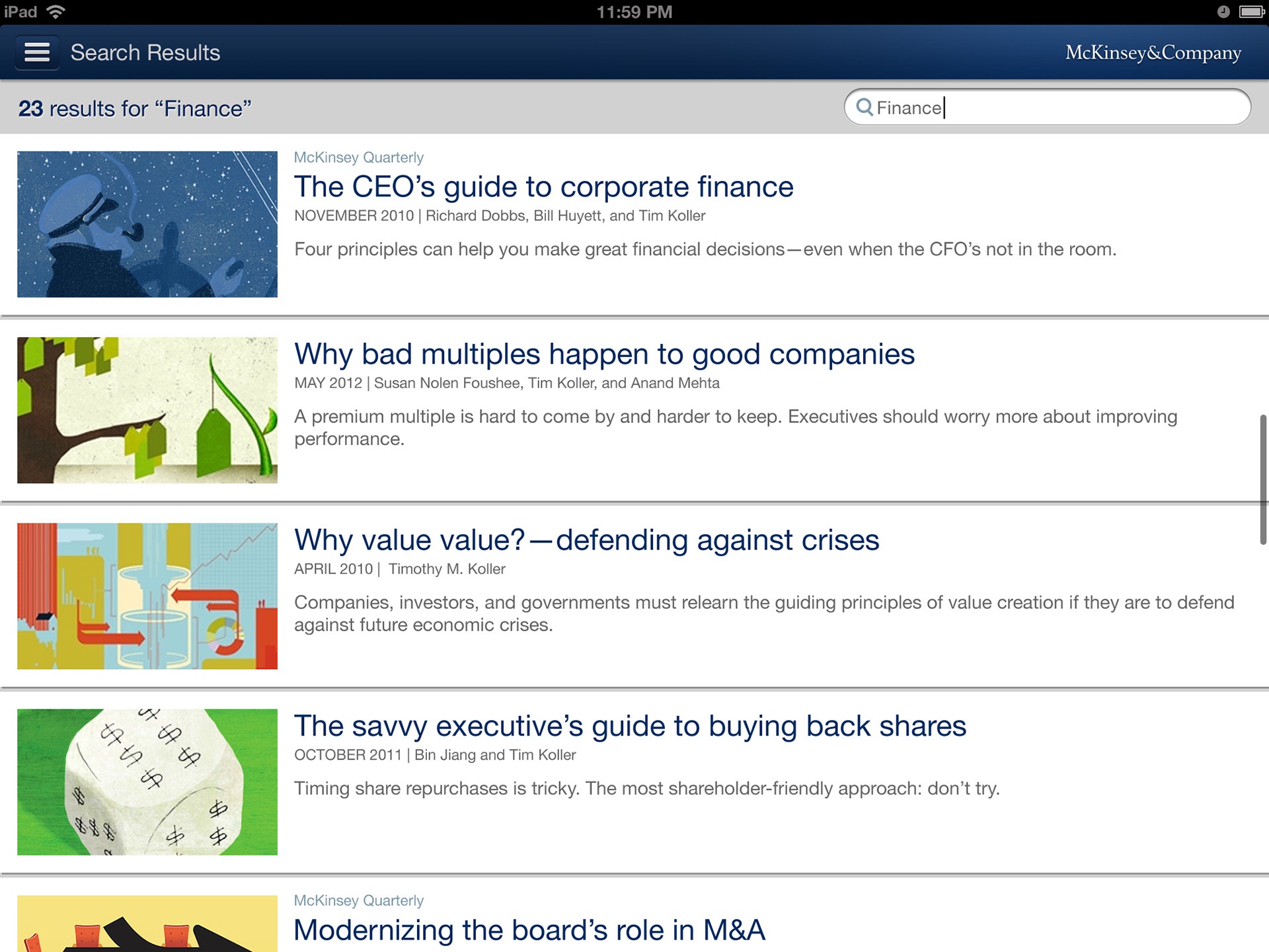 McKinsey Insights, screen 6