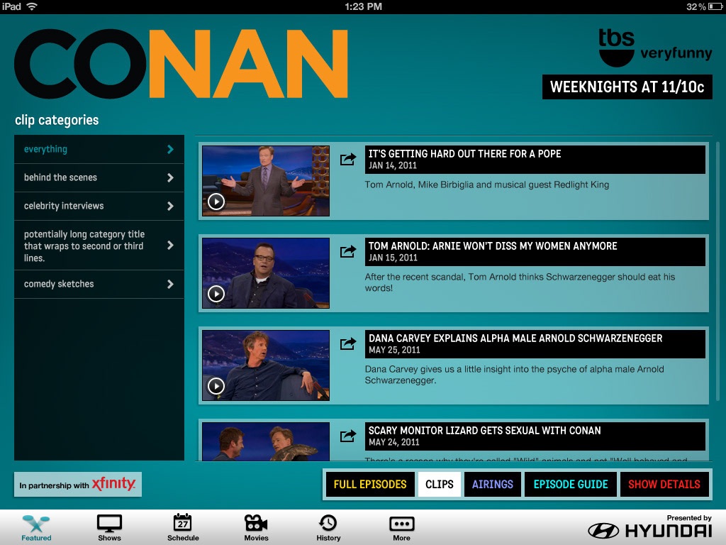 Network TV apps, TBS, screen 2