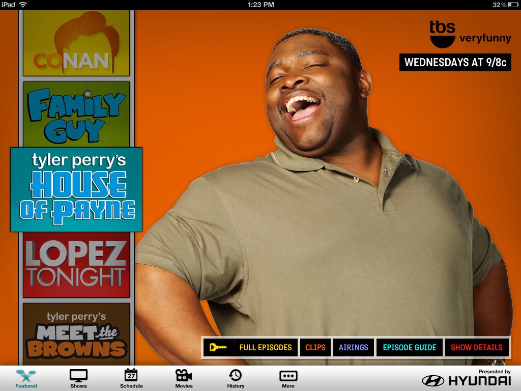 Network TV apps, TBS, screen 5