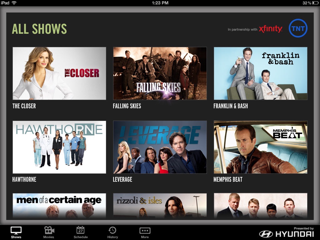 Network TV apps, TNT, screen 4