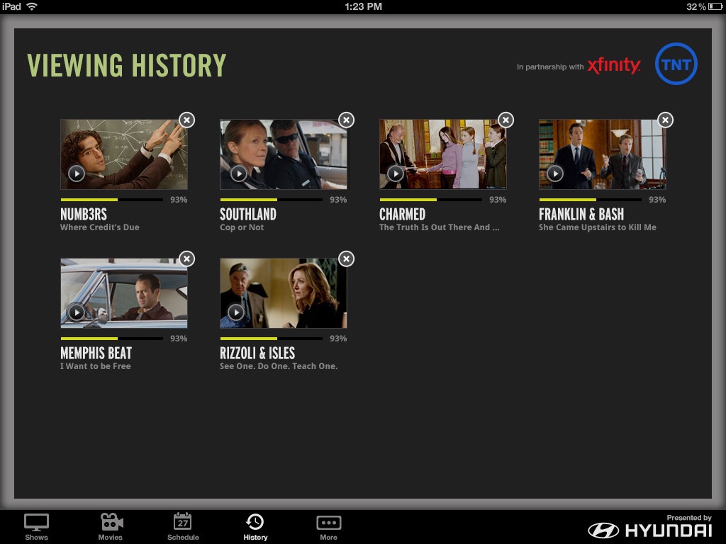 Network TV apps, TNT, screen 6