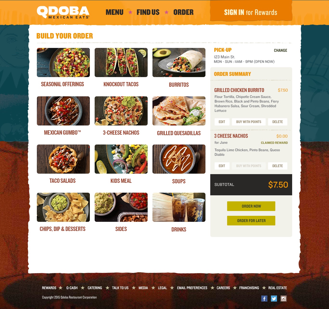 Qdoba, Responsive web, screen 3
