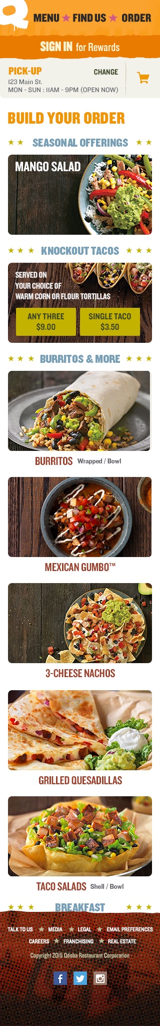 Qdoba, Responsive web, screen 4
