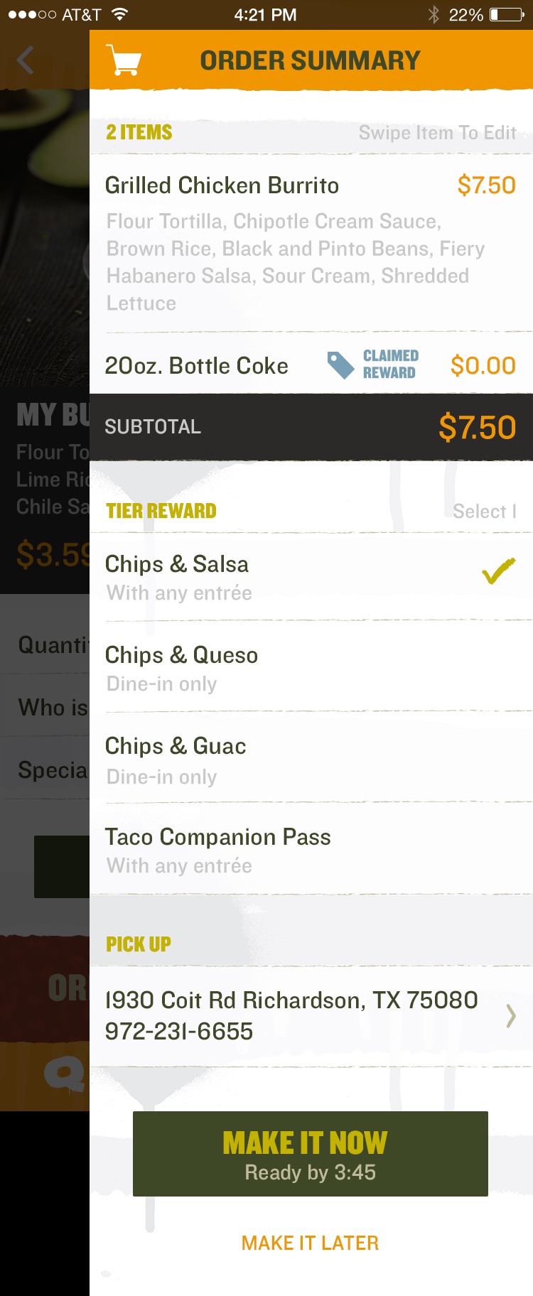 Qdoba, iOS, screen 10