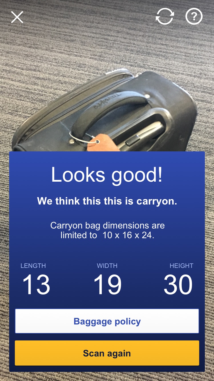 Southwest Airlines, Carry-on bag sizer, screen 7